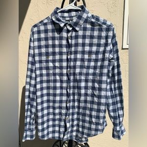 Mens’ Blue/White Pacific Outfitters Plaid Shirt (Size: L)